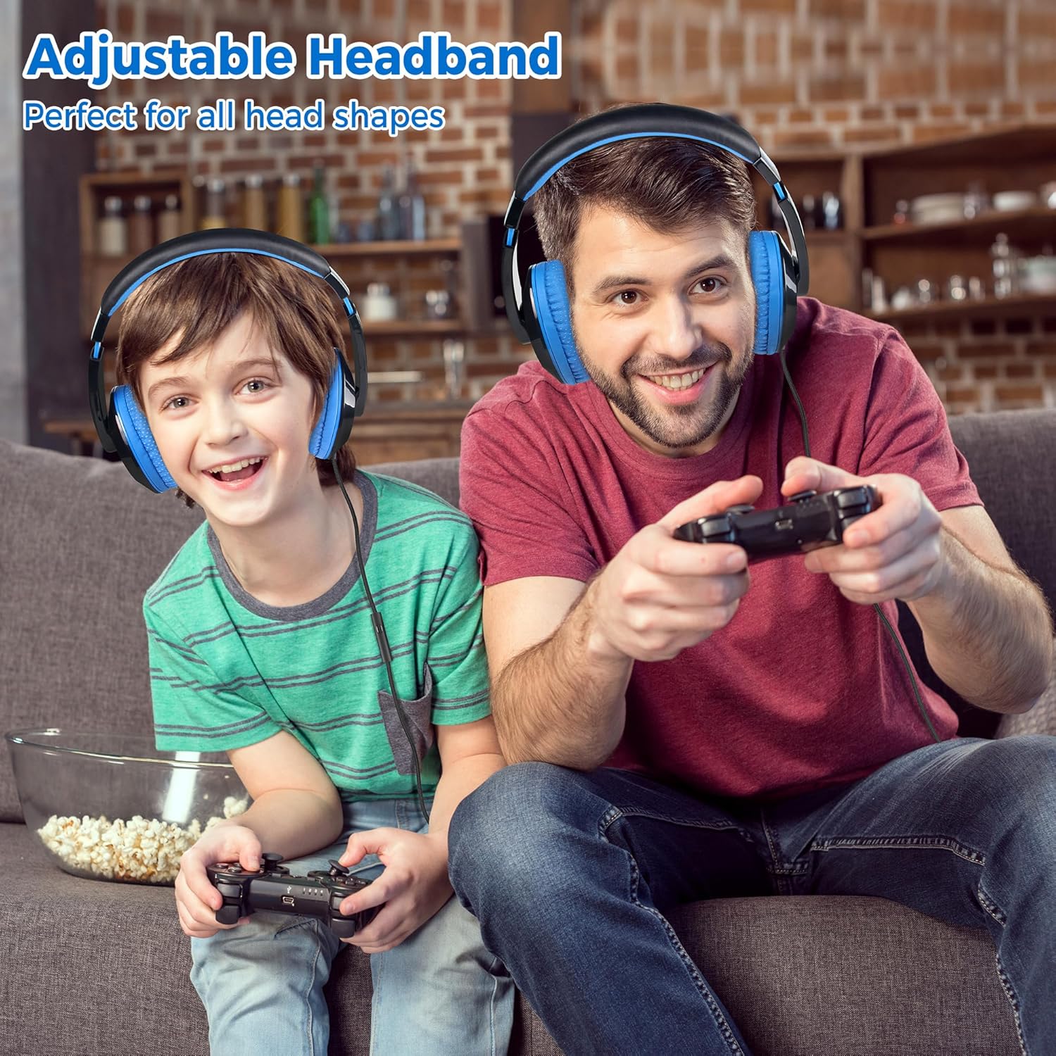Comfort+ Kids Headphones with Microphone, Boys Girls Student Over-Ear Headphones Wired Foldable for School Classroom Laptop PC Computer Tablet Black Blue - view 6