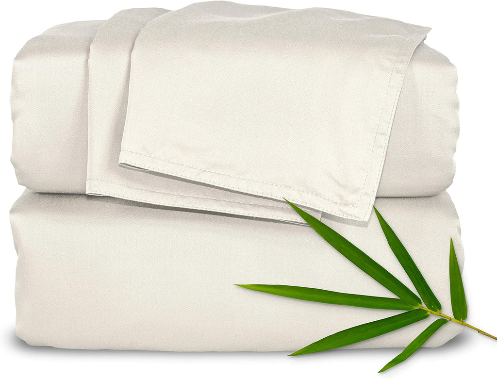 King Sheets, Genuine 100% Organic Viscose Derived from Bamboo Bed Sheet Set, Luxuriously Soft & Cooling, Double Stitching, 2 Year Quality Promise (King, Ivory)