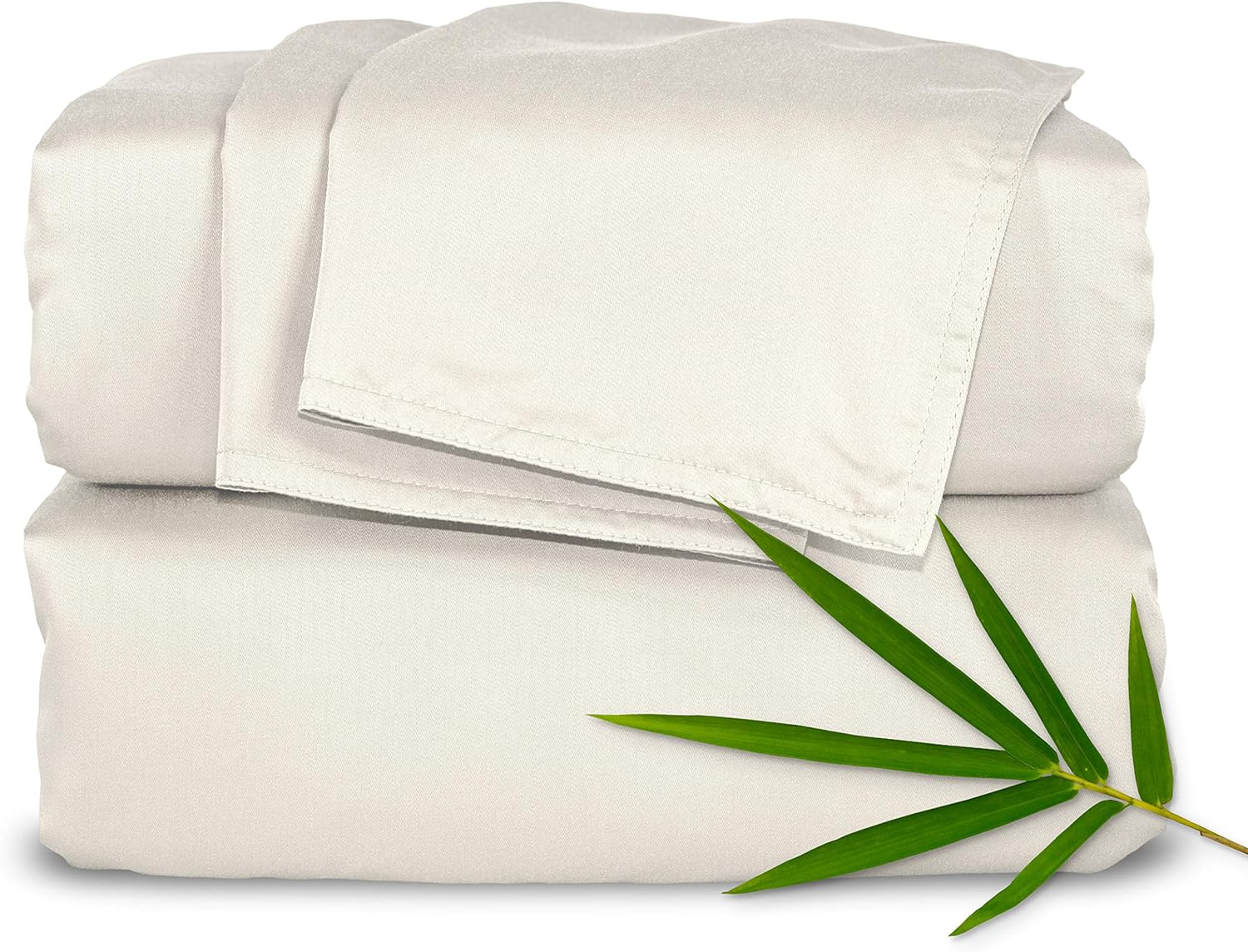 King Sheets, Genuine 100% Organic Viscose Derived from Bamboo Bed Sheet Set, Luxuriously Soft & Cooling, Double Stitching, 2 Year Quality Promise (King, Ivory)