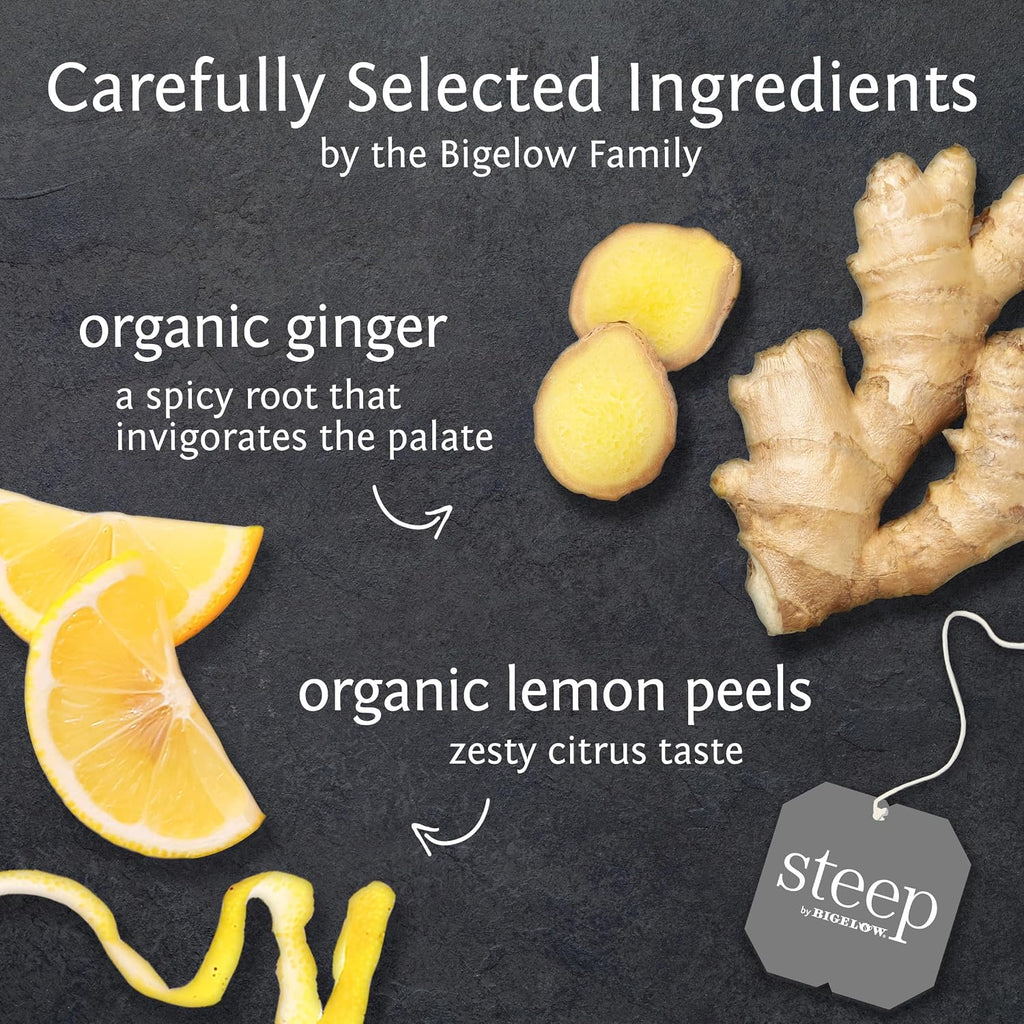 Organic lemon ginger herbal tea, caffeine free, 20 count (pack of 6), 120 total tea bags - view 2
