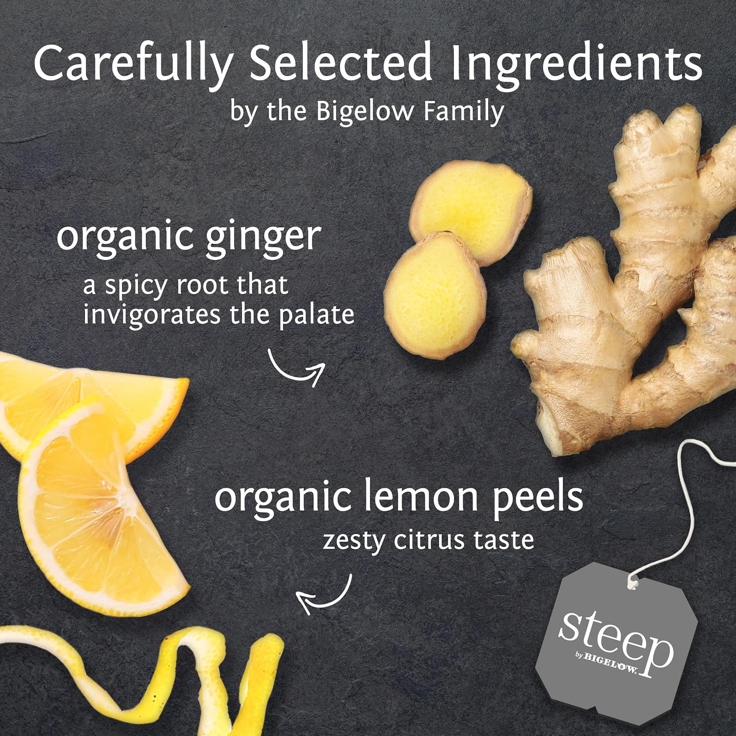 Organic lemon ginger herbal tea, caffeine free, 20 count (pack of 6), 120 total tea bags - view 2