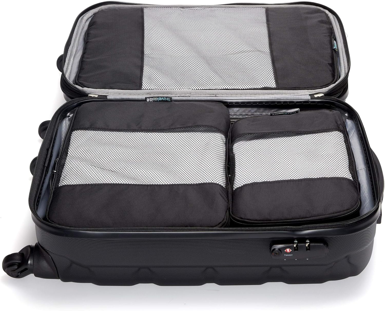 Packing cubes for travel - 5 piece set with pattern design, lightweight ripstop nylon luggage organizers with mesh panel, small medium large sizes - view 5