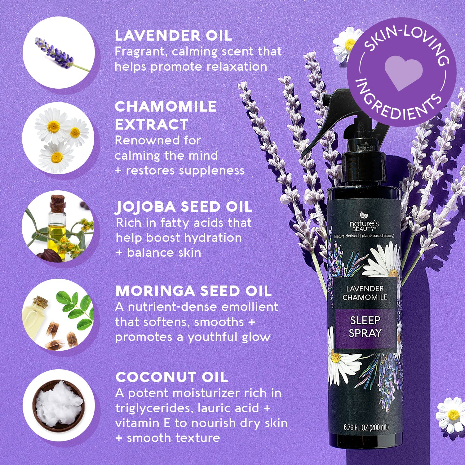 Lavender Chamomile Sleep Spray Multi-Pack - Sleep Well + Relax with Premium Grade Room + Pillow Spray, Made w/Coconut, Jojoba + Moringa Seed Oils, 6.76 fl oz (2 Pack) - view 2