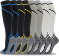 8 pairs compression socks for men & women 20-30 mmHg knee high nurse pregnant running medical and travel athletic