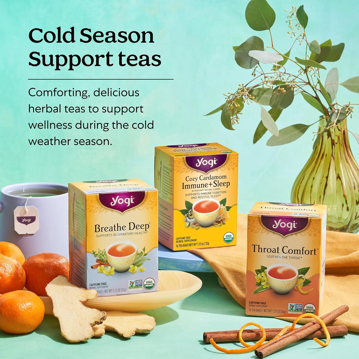 Yogi Get Well Organic Tea Sampler, 16 Tea Bags (6 Pack) | Organic Herbal Variety with Traditional Ayurvedic Ingredients for Immune Support During the Cold Season - view 8