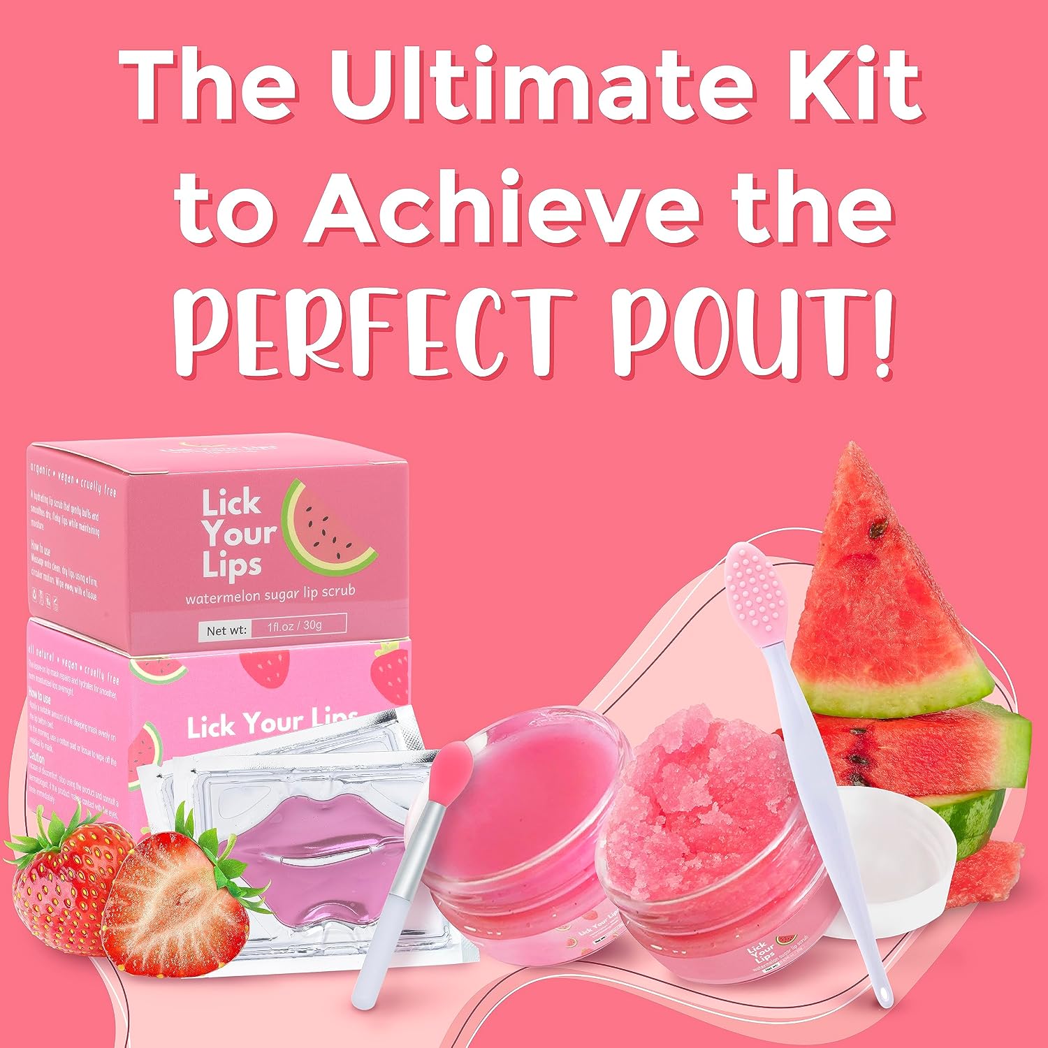 6-in-1 lip care kit with lip sleeping mask, silicone brush, sugar lip scrub, lip mask sheet to reveal luscious, lip exfoliator scrub to soft lips – Korean lip therapy set for a fuller - view 8